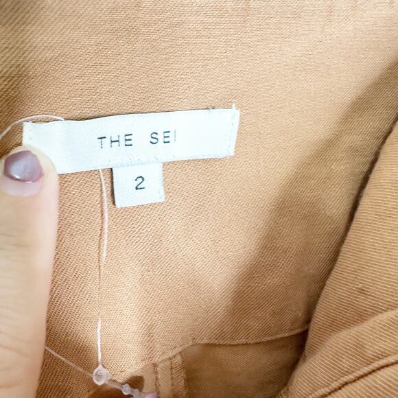 The Sei Pleat Trouser Pants High Rise Straight Leg Chestnut Brown Size 2 - Picture 8 of 10